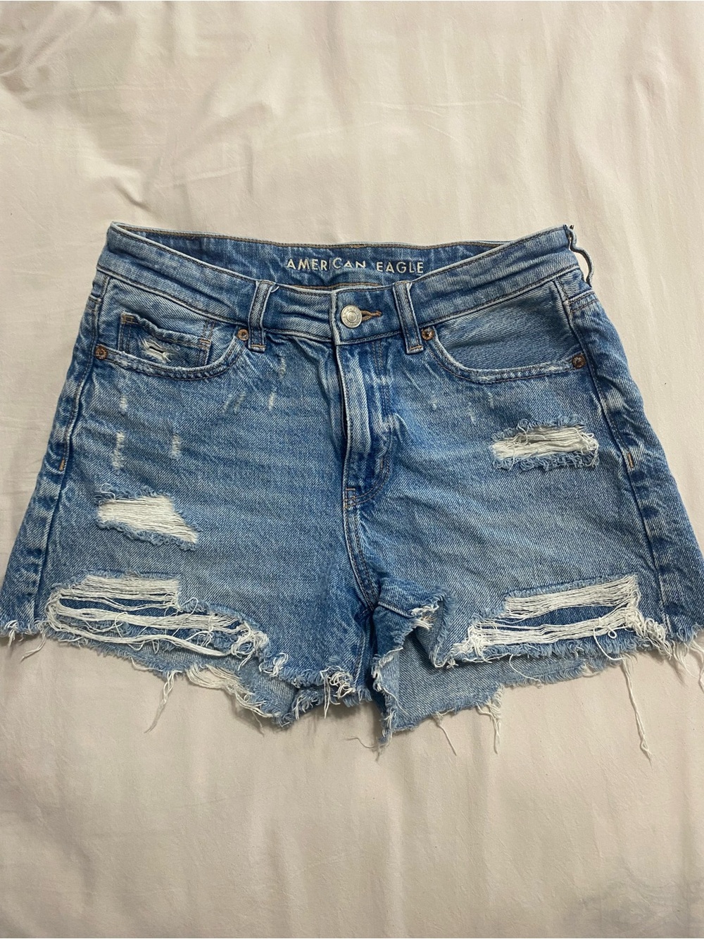 American Eagle Outfitters Light Blue Distressed Denim Shorts